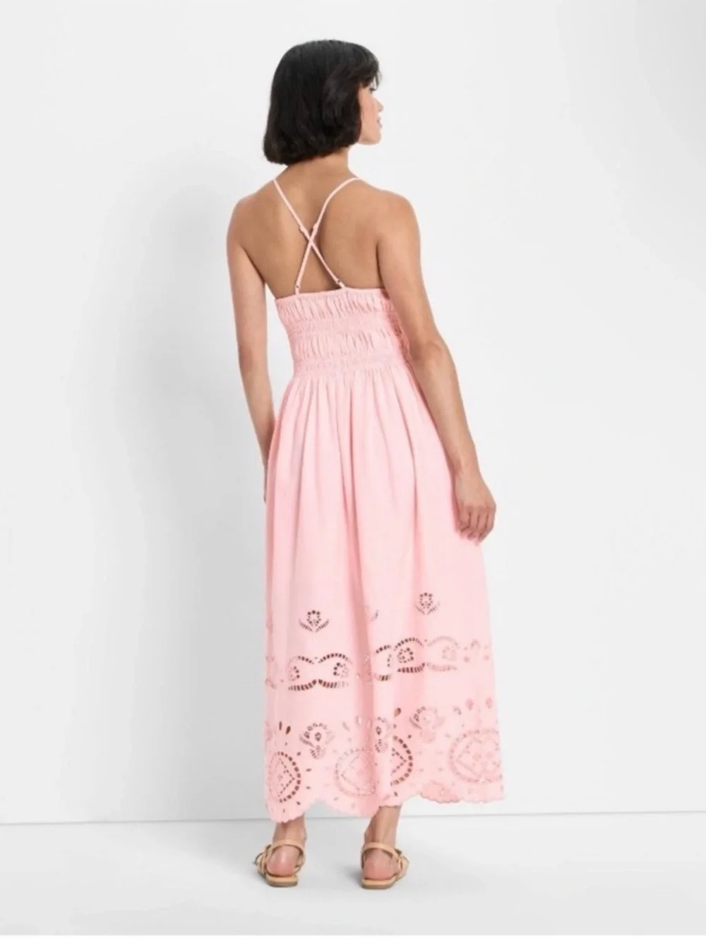 Halter Eyelet Maxi Dress in Soft Pink - Picture 3 of 3